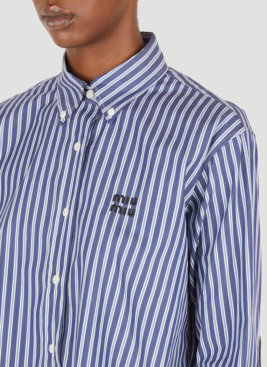Miu Miu Men’s Shirt, Sz 16/41 Slim, Beige/Brown/White Stripe 100% Cotton,  Italy