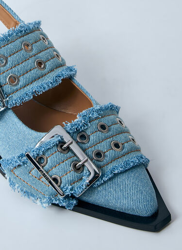 GANNI Feminine Buckle Ballerina Flats Denim gan0260018