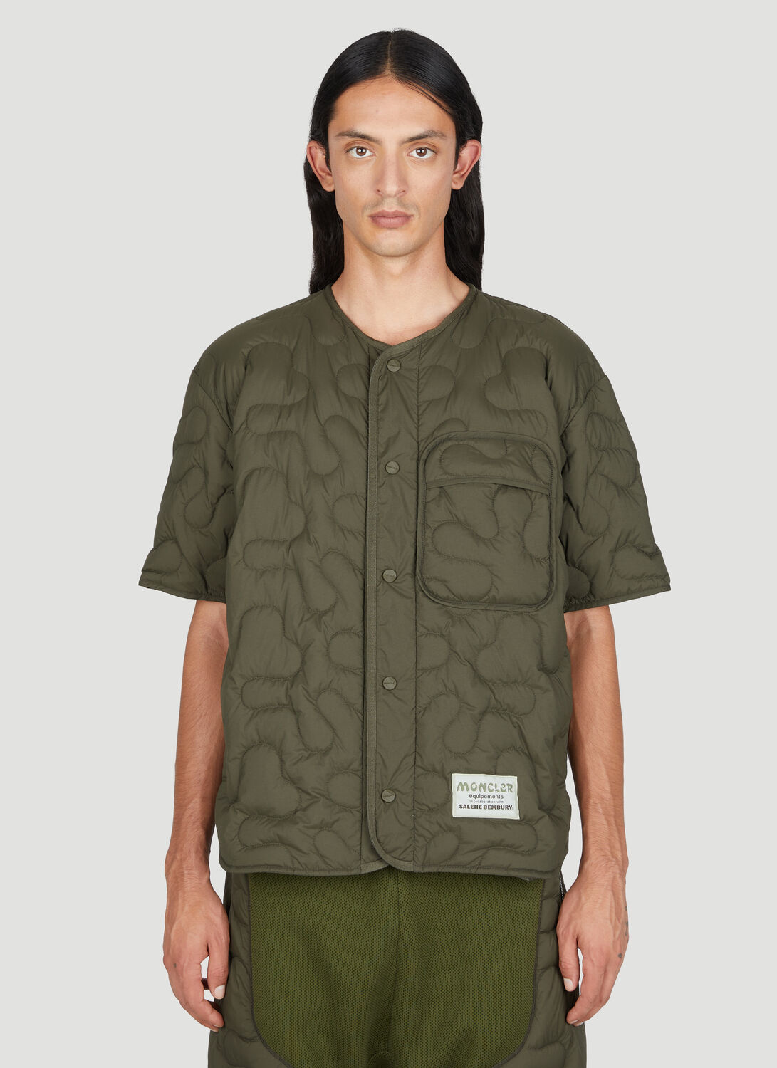 Shop Moncler Salehe Bembury Quilted Padded Overshirt In Green