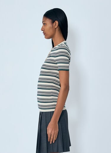 Miu Miu Stripes T-Shirt Beige miu0264013