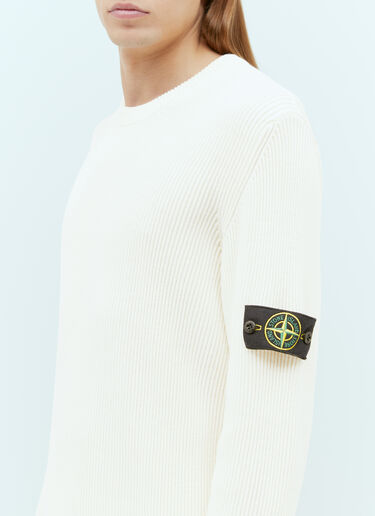 Compass Patch Rib Sweater Stone Island Compass Patch Rib Sweater Beige sto0154059