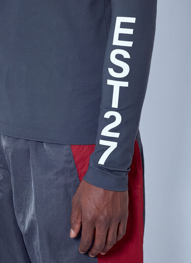LN-CC® - Lacoste: Runway High Neck Printed Stretch T-shirt - Grey Lacoste Runway High Neck Printed Stretch T-shirt Grey lac0166004