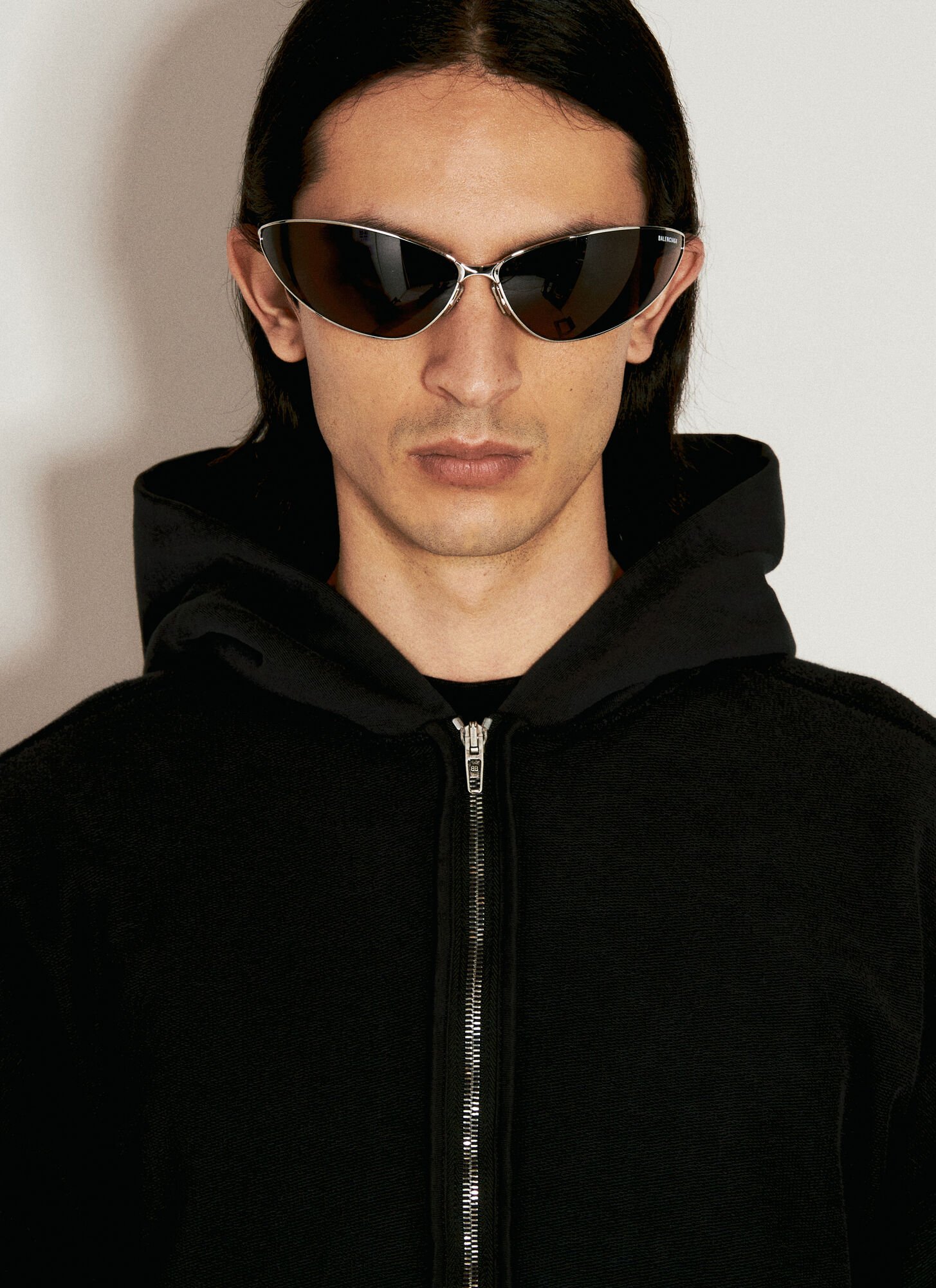 Shop Balenciaga Razor Cat Sunglasses In Black