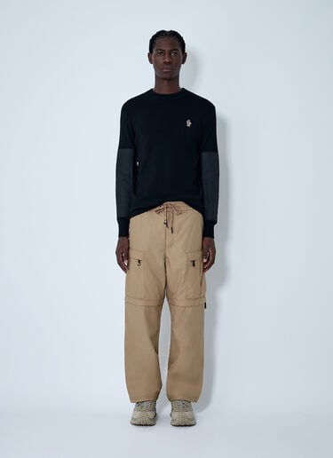 Crewneck Sweater with Nylon Sleeve Patches Moncler Grenoble Crewneck Sweater with Nylon Sleeve Patches Black mog0162010