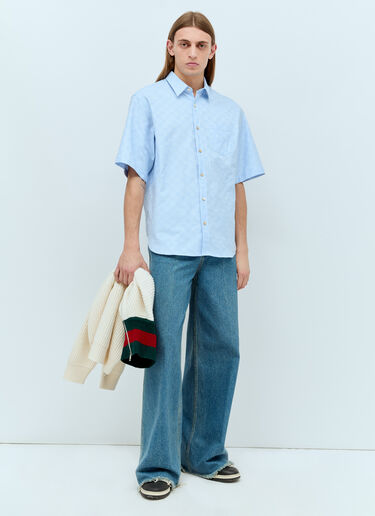 Gucci GG Supreme Oxford Cotton Shirt Blue guc0155068