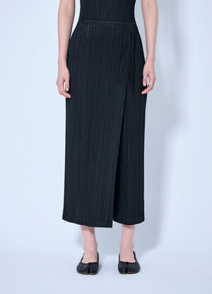 Pleats Please Issey Miyake Pleated Wrap Skirt Black plp0264012