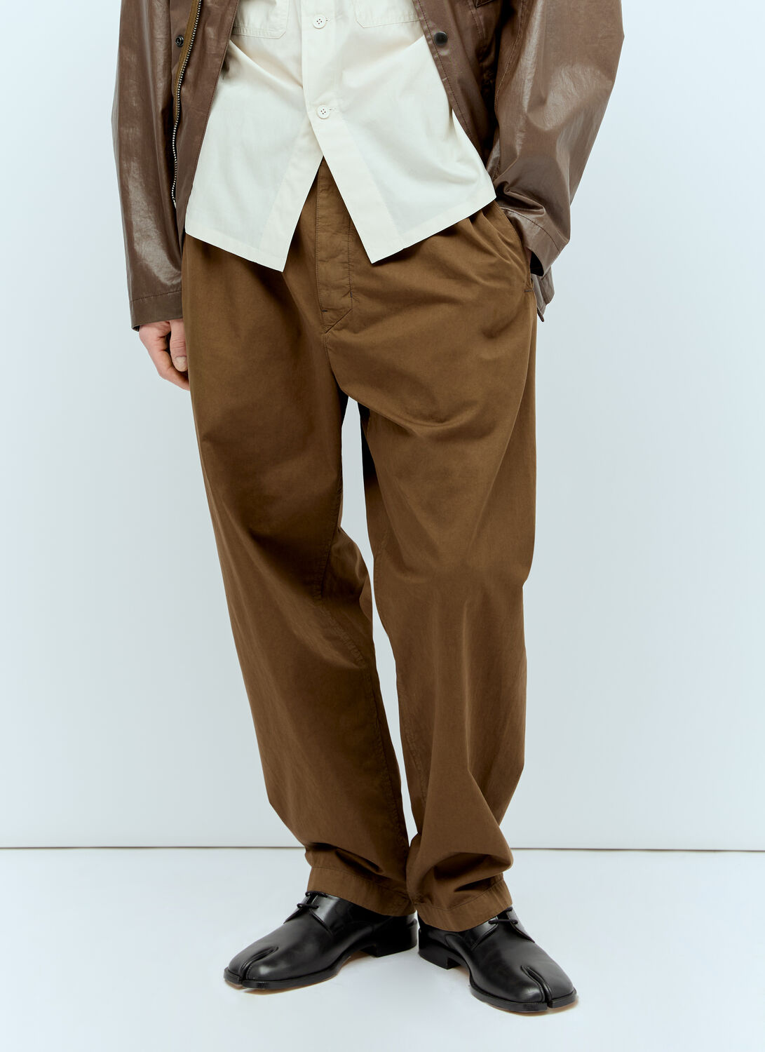 Shop Lemaire Elasticated Pants In Brown
