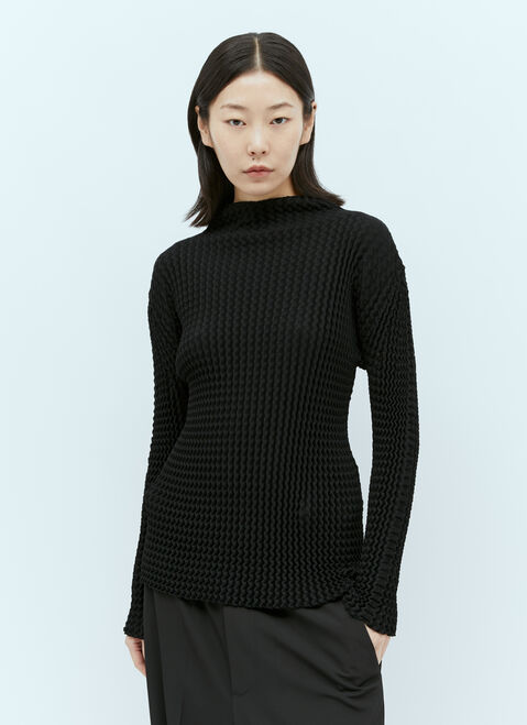 Issey Miyake Spongy BK/WT-28 Long-Sleeve Top Black ism0255003