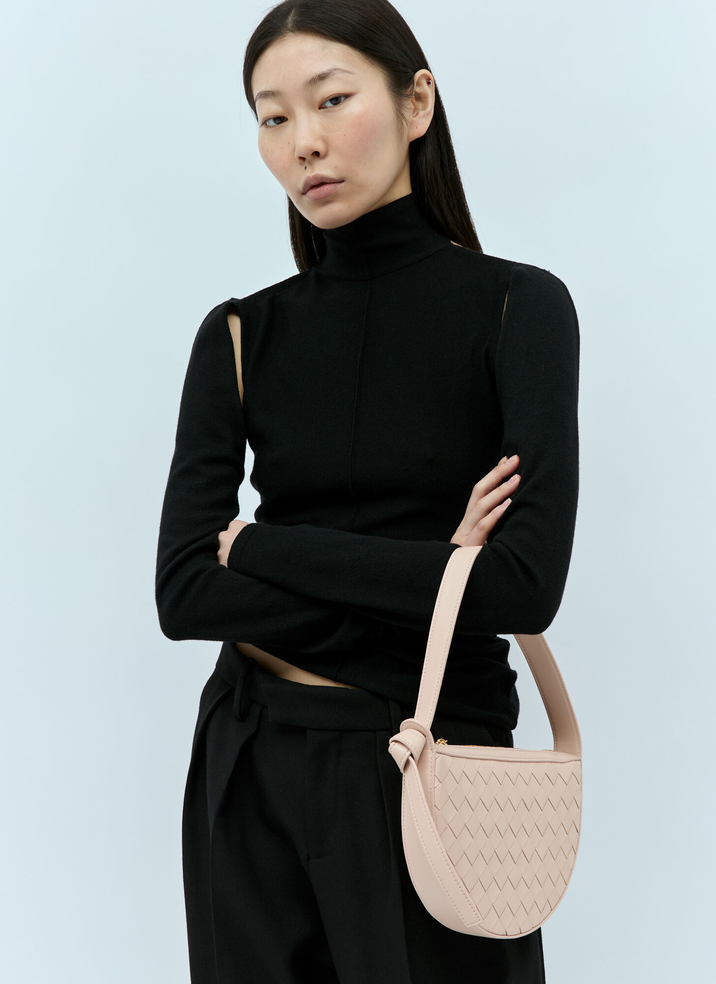 Shop Bottega Veneta Mini Sunrise Shoulder Bag In Pink