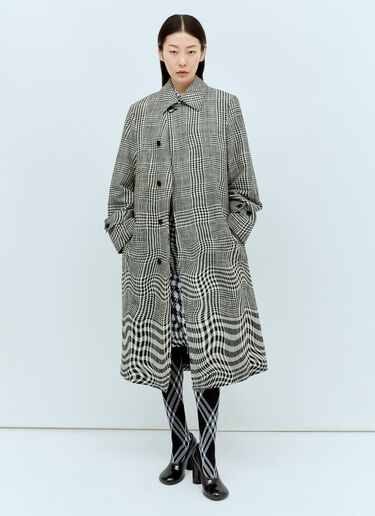 Burberry Long Warped Houndstooth Car Coat Grey bur0255036