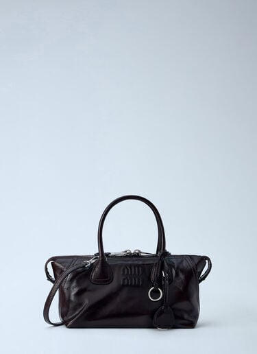 LN-CC® - Miu Miu: Leather Top Handle Bag - Dark Burgundy Miu Miu Leather Top Handle Bag Dark Burgundy miu0266103