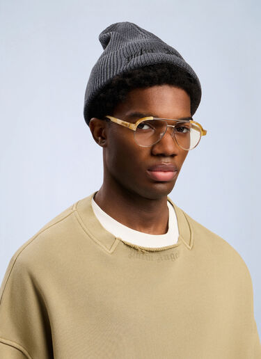 Curved Logo Beanie Hat Palm Angels Curved Logo Beanie Hat Grey pma0162065