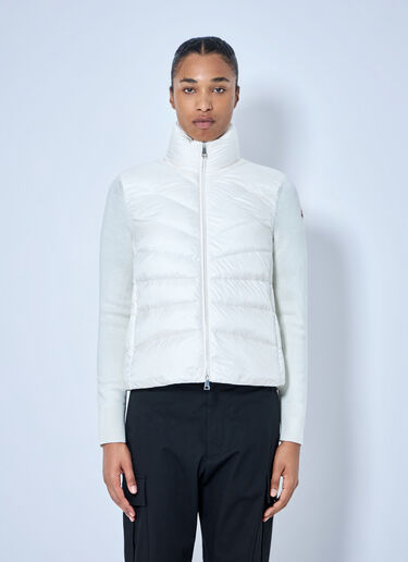 LN-CC® - Moncler: Quilted Puffer Jacket with Knit Sleeves - White Moncler Quilted Puffer Jacket with Knit Sleeves White mon0265106
