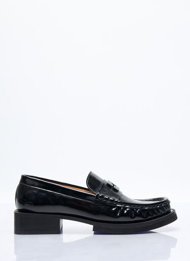 GANNI Butterfly Logo Patent Loafers Black gan0257041