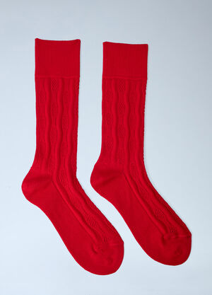 Dries Van Noten Cable Knit Pattern Socks Red dvn0264003