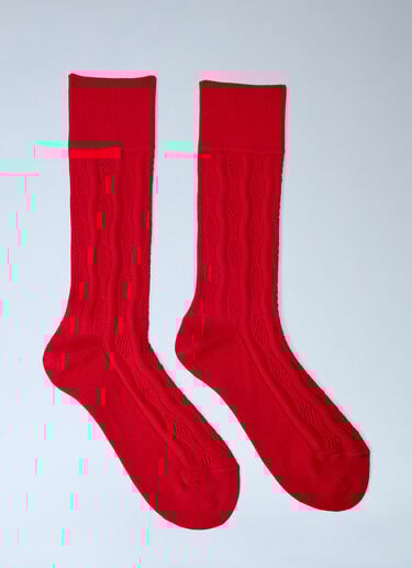 Dries Van Noten Cable Knit Pattern Socks Red dvn0264003
