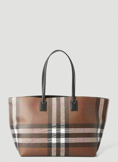 Burberry Check E-Canvas Tote Bag Brown bur0248051