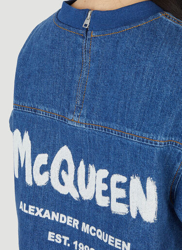 Alexander McQueen 涂鸦徽标印花上衣 蓝色 amq0247031