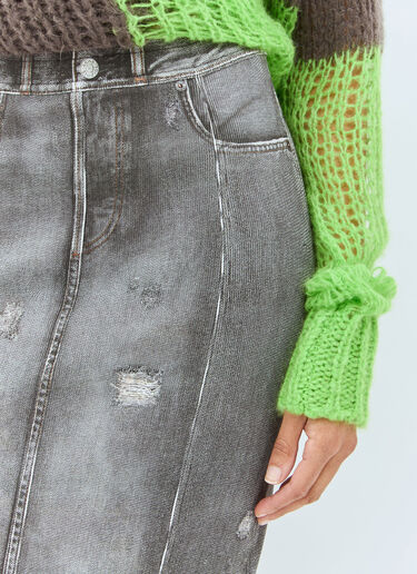 Acne Studios 牛仔印花中长半裙 黑色 acn0258012