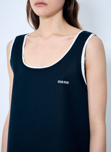 Miu Miu Knit And Poplin Mini Dress Blue miu0259001