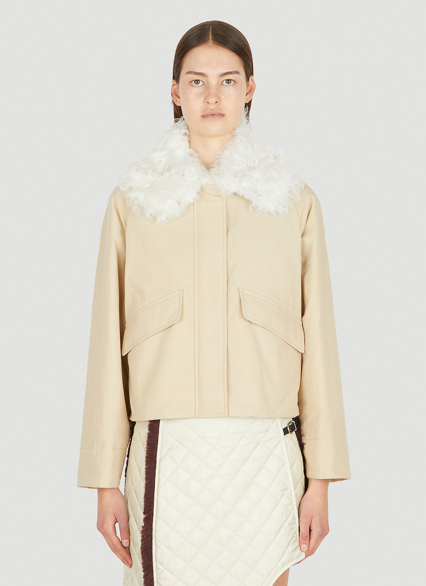Durazzi Milano Contrast Collar Jacket Female Cream
