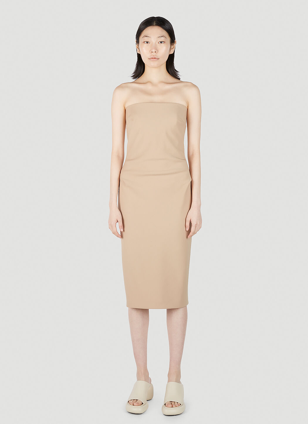 Max Mara Bernard Strapless Dress in Beige LN CC