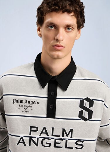 LN-CC® - Palm Angels: Palm Sport Long-Sleeved Polo Shirt - Grey Palm Angels Palm Sport Long-Sleeved Polo Shirt Grey pma0164157