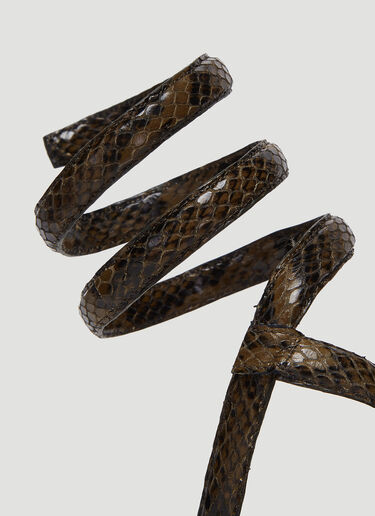 Bottega Veneta Snakeskin Embossed Strappy Heels Brown bov0239018