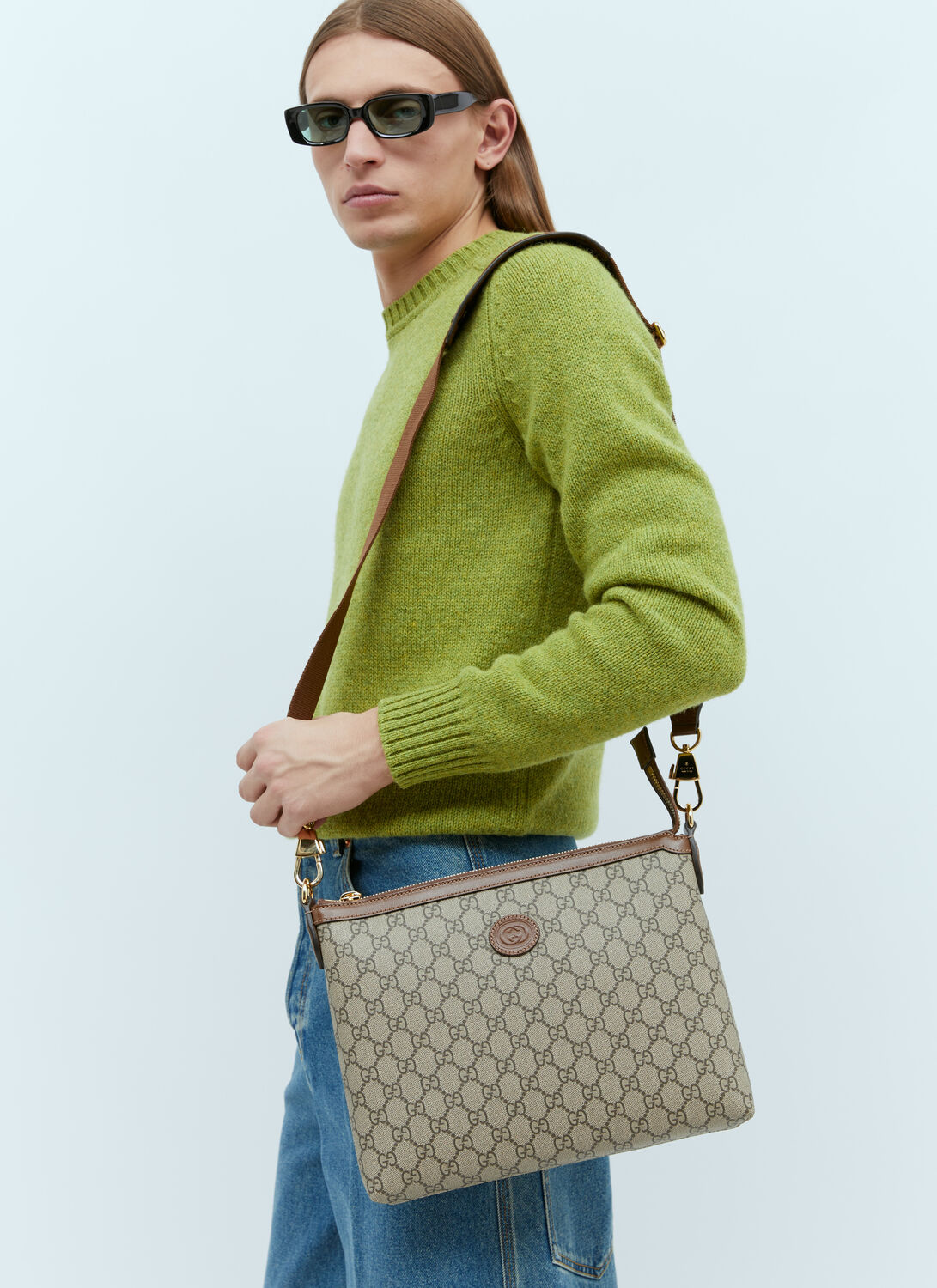 Gucci Messenger Bag With Interlocking G In Beige