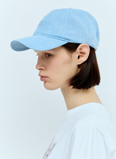 GANNI Logo Embroidery Denim Baseball Cap Blue gan0256025