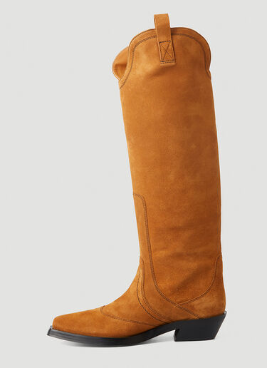 GANNI Western Style Knee High Boots Brown gan0247044