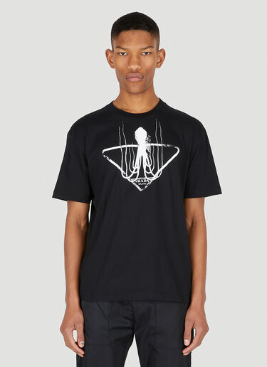 Prada Logo Graphic T-Shirt Black pra0148026