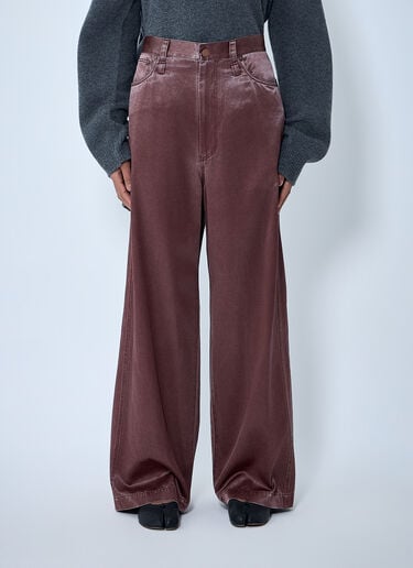 Issey Miyake Satin Wide-Leg Jeans Brown ism0263001