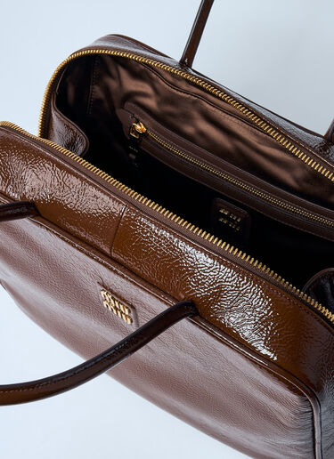 Miu Miu Beau Naplak Patent Shoulder Bag Brown miu0259030