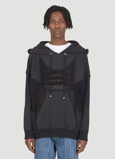 DRx FARMAxY FOR LN-CC Upcycled Crochet Hooded Sweatshirt Black drx0347013
