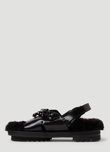 Simone Rocha Low Trek Faux Fur Sandals Black sra0250026