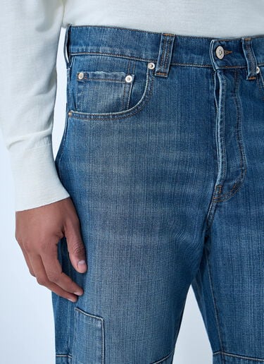 Wales Bonner Patched Slub Wide-Leg Jeans Blue wbn0164001