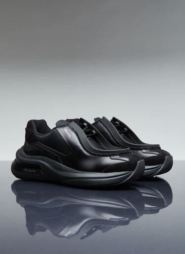Systeme Brushed Leather Sneakers Prada Systeme Brushed Leather Sneakers Black pra0154011