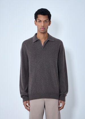 The Row Leach Polo Sweater Beige row0163002