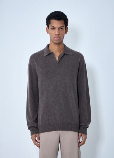 The Row Leach Polo Sweater Beige row0163002