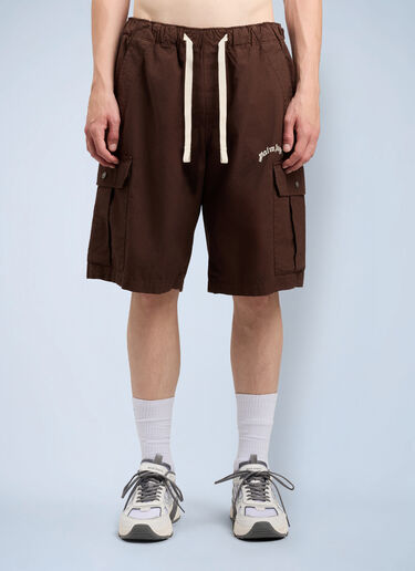 Palm Angels Curved Logo Loose Cargo Shorts Brown pma0164140
