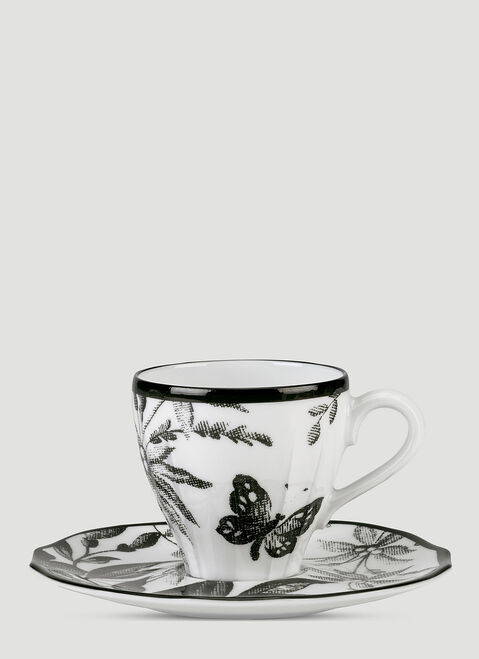Gucci Set of Two Herbarium Coffee Cups with Saucers Black wps0690068