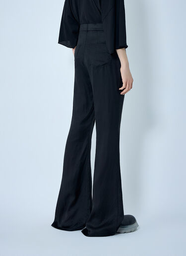 Rick Owens Flared Trousers in Smooth Weave Black ric0164003