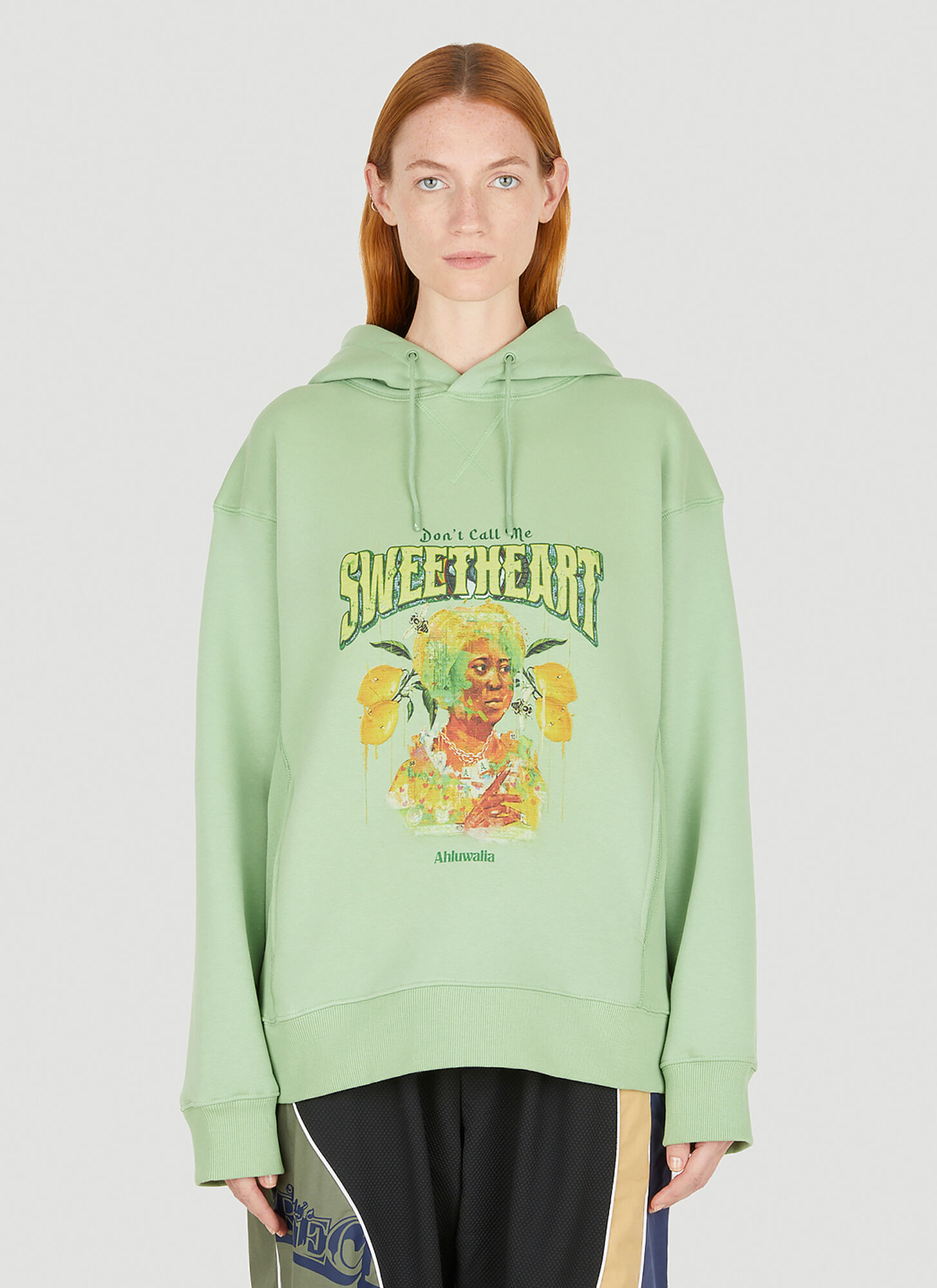 Ahluwalia Studio Quadri Hooded Sweatshirt Female Green