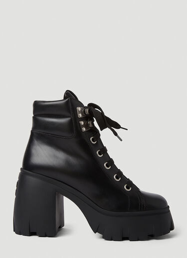 Miu Miu Platform Lace Up Boots Black miu0250056