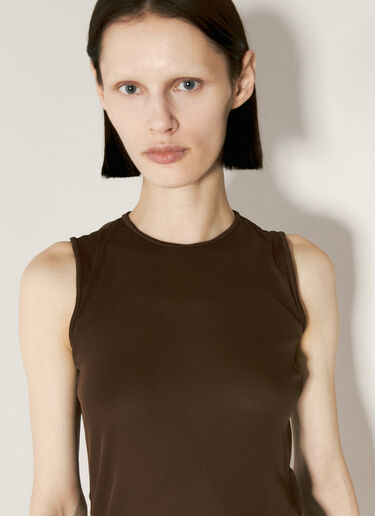 Saint Laurent Tulle Tank Mini Dress Brown sla0255027