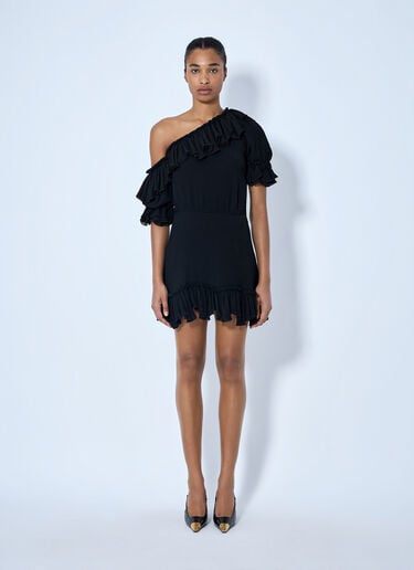 LN-CC® - Saint Laurent: Asymmetric Mini Dress - Black Saint Laurent Asymmetric Mini Dress Black sla0264046