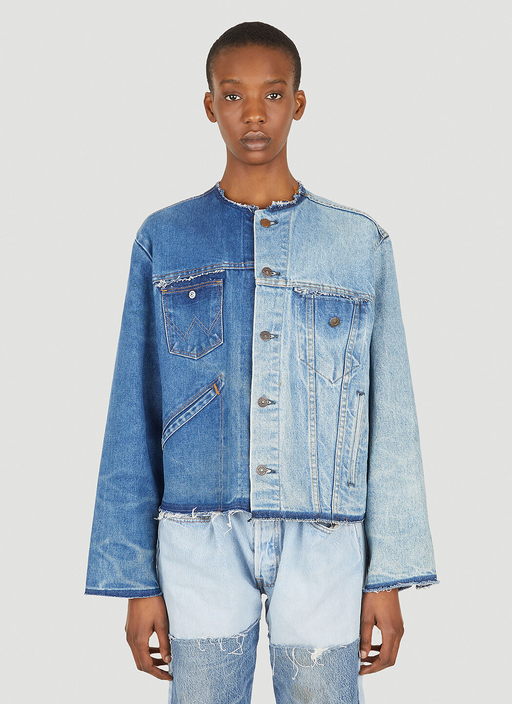 Half denim top half cotton jacket