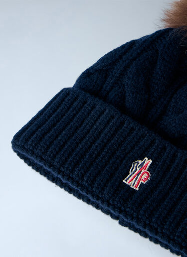 LN-CC® - Moncler Grenoble: Cable Knit Pom-Pom Beanie - Navy Moncler Grenoble Cable Knit Pom-Pom Beanie Navy mog0265022