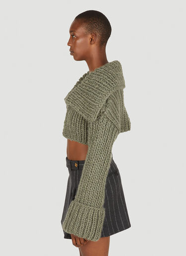 MISBHV Knitted Cropped Cardigan Khaki mbv0250009